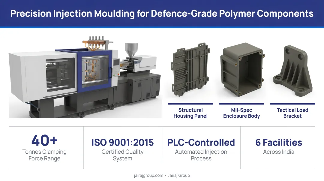 Jairaj Group precision injection moulding facility producing defence-grade polymer components