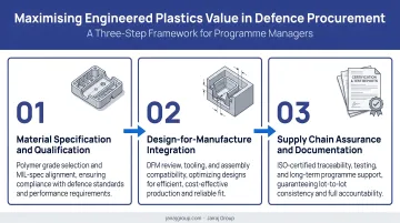 Three-step process for maximising engineered plastics value in defence procurement programmes