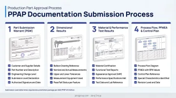 PPAP documentation submission process four key components checklist infographic