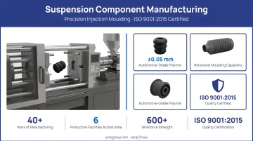 Jairaj Group suspension component manufacturing facility with injection moulding equipment and quality certifications