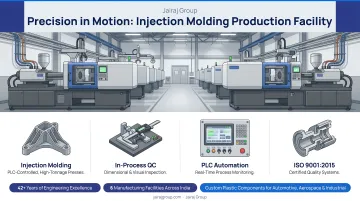 Jairaj Group injection molding production facility with PLC-controlled machines and quality inspection