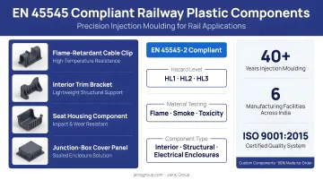 Injection moulding facility producing EN 45545 compliant railway plastic components