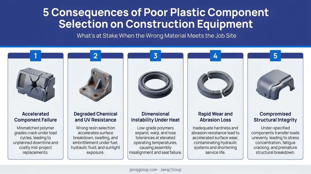 Five consequences of poor plastic component selection on construction equipment performance