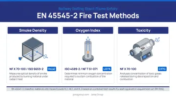 Three primary EN 45545-2 fire test methods smoke density oxygen index toxicity