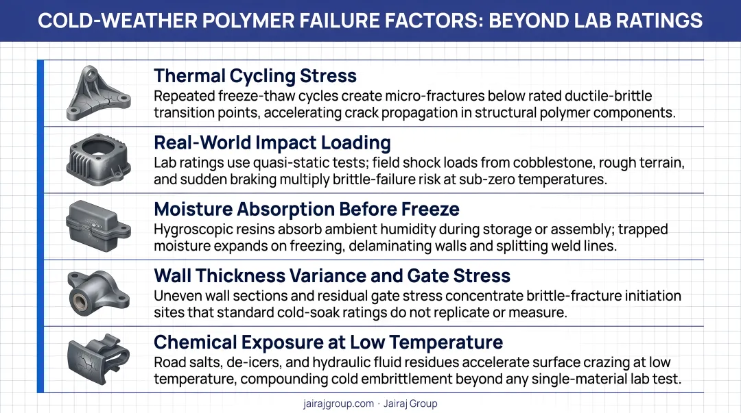 Five real-world factors causing cold-weather plastic failure beyond lab ratings