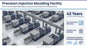 Jairaj Group precision injection moulding facility with PLC-controlled machinery producing automotive components