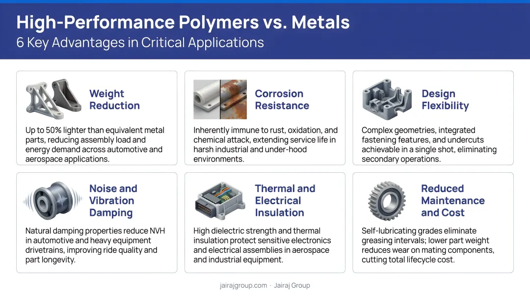 Six key advantages of high-performance polymers over metals in critical applications