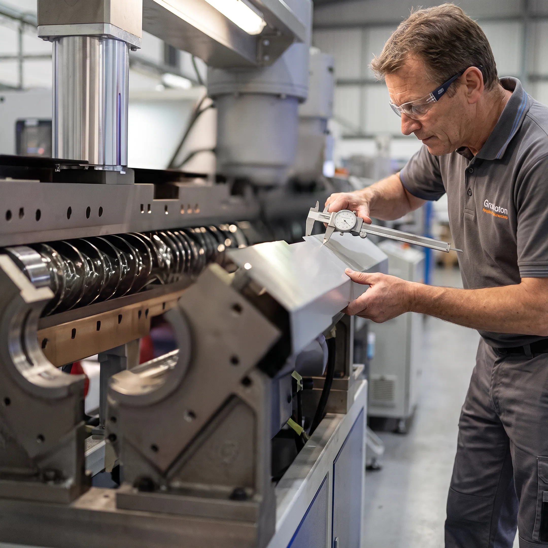 Engineer reviewing a plastic extrusion profile