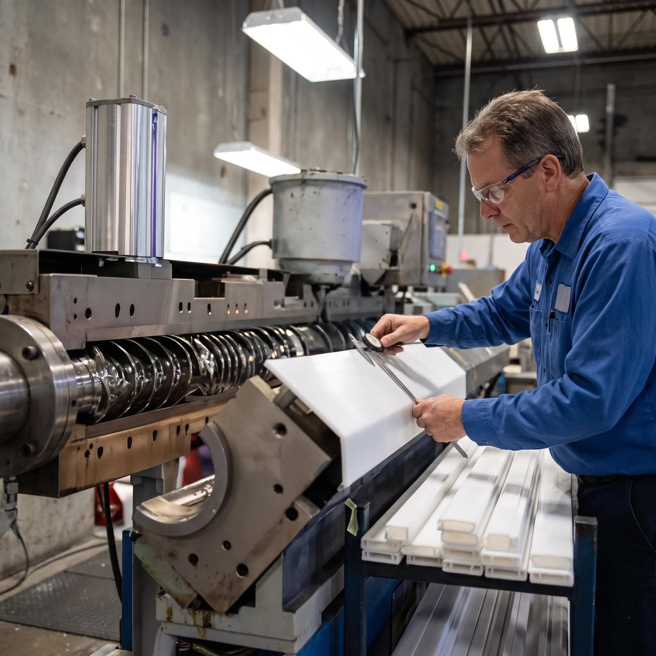 Engineer reviewing custom HDPE sheet