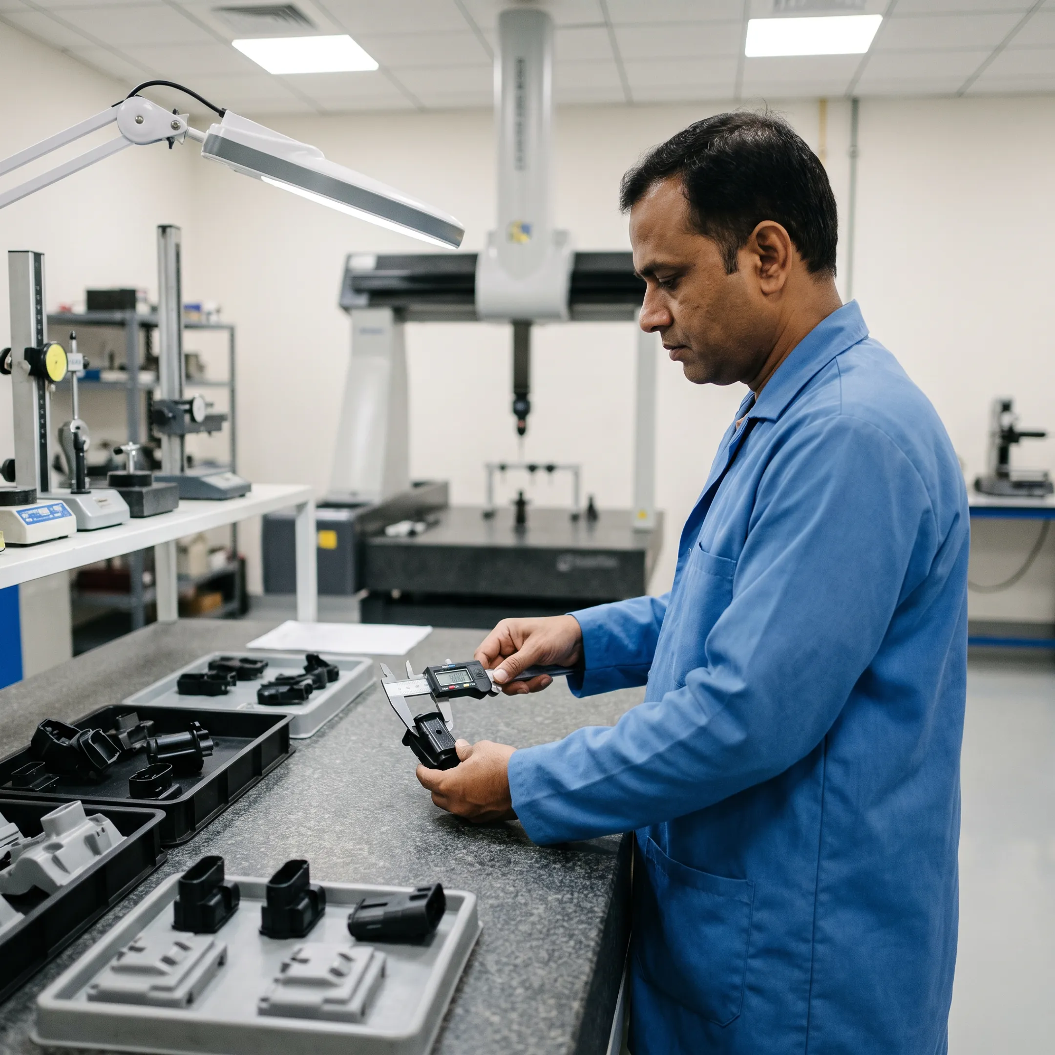 Advanced polymer components under quality inspection