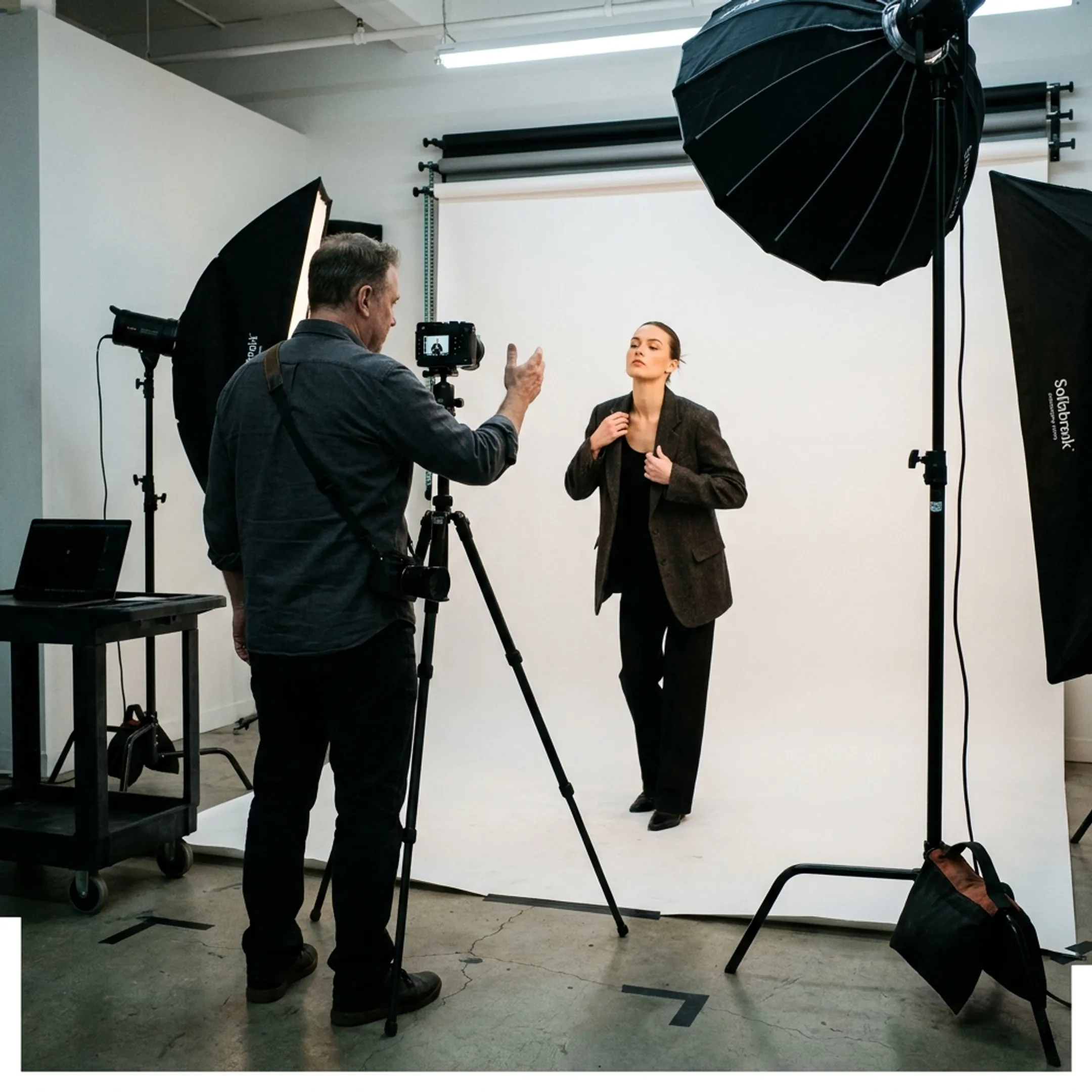 Fashion model photography production process behind the scenes