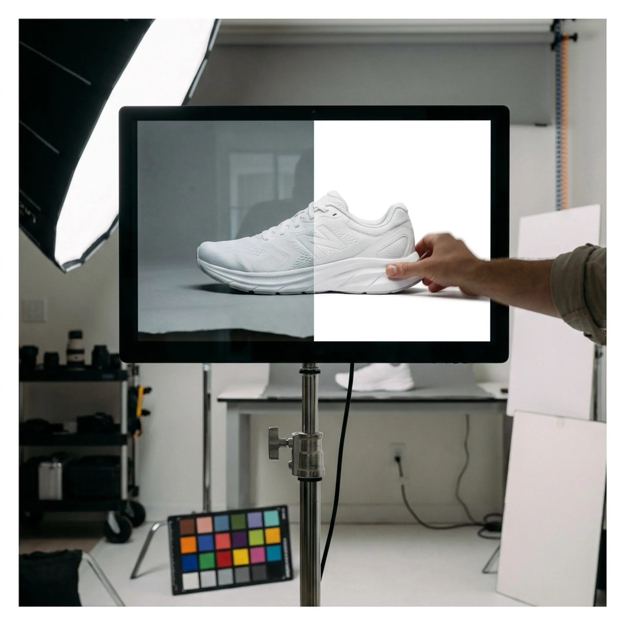 Before and after comparison of retouched commercial product photo