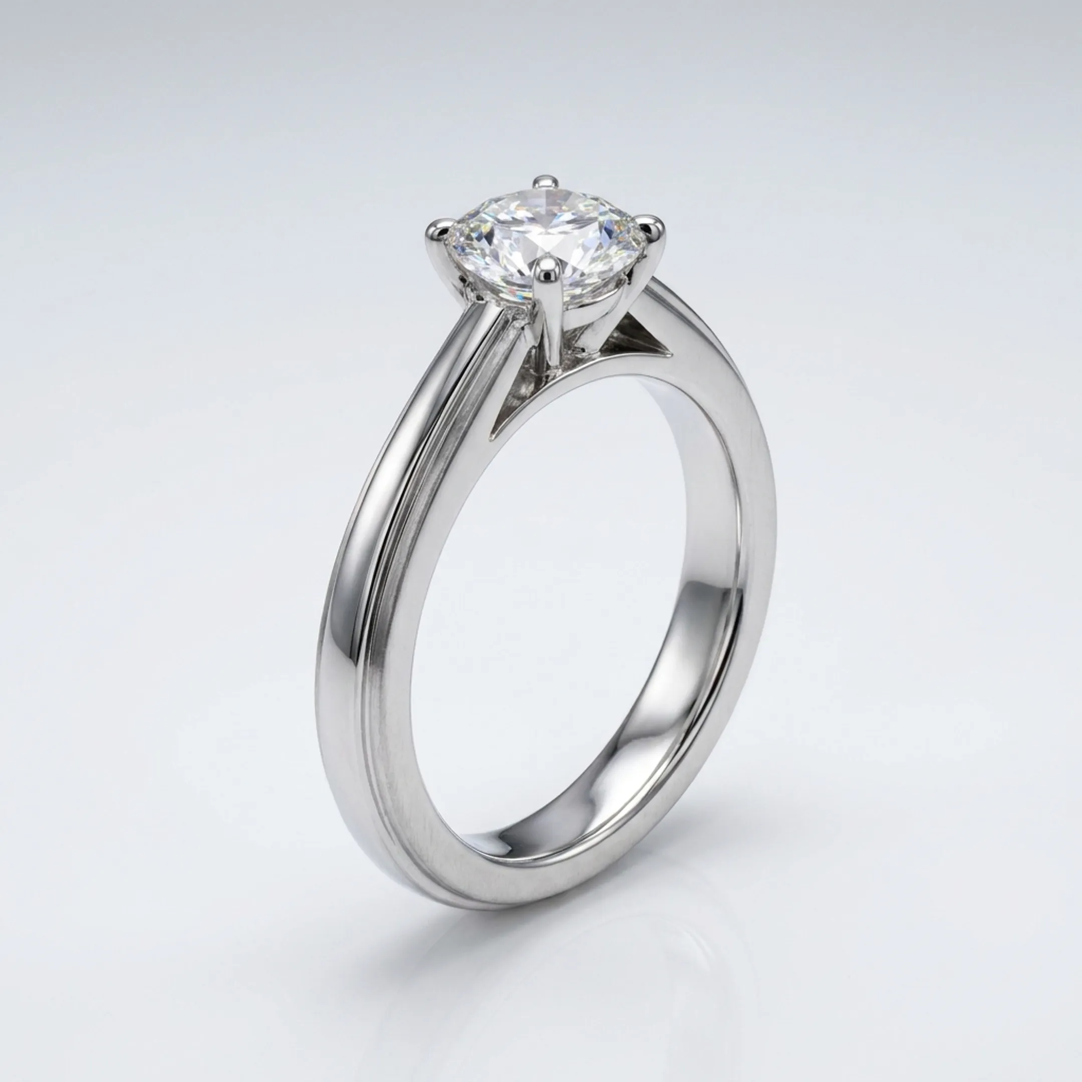 Close-up macro view of a diamond ring being retouched with sharp facet reflections