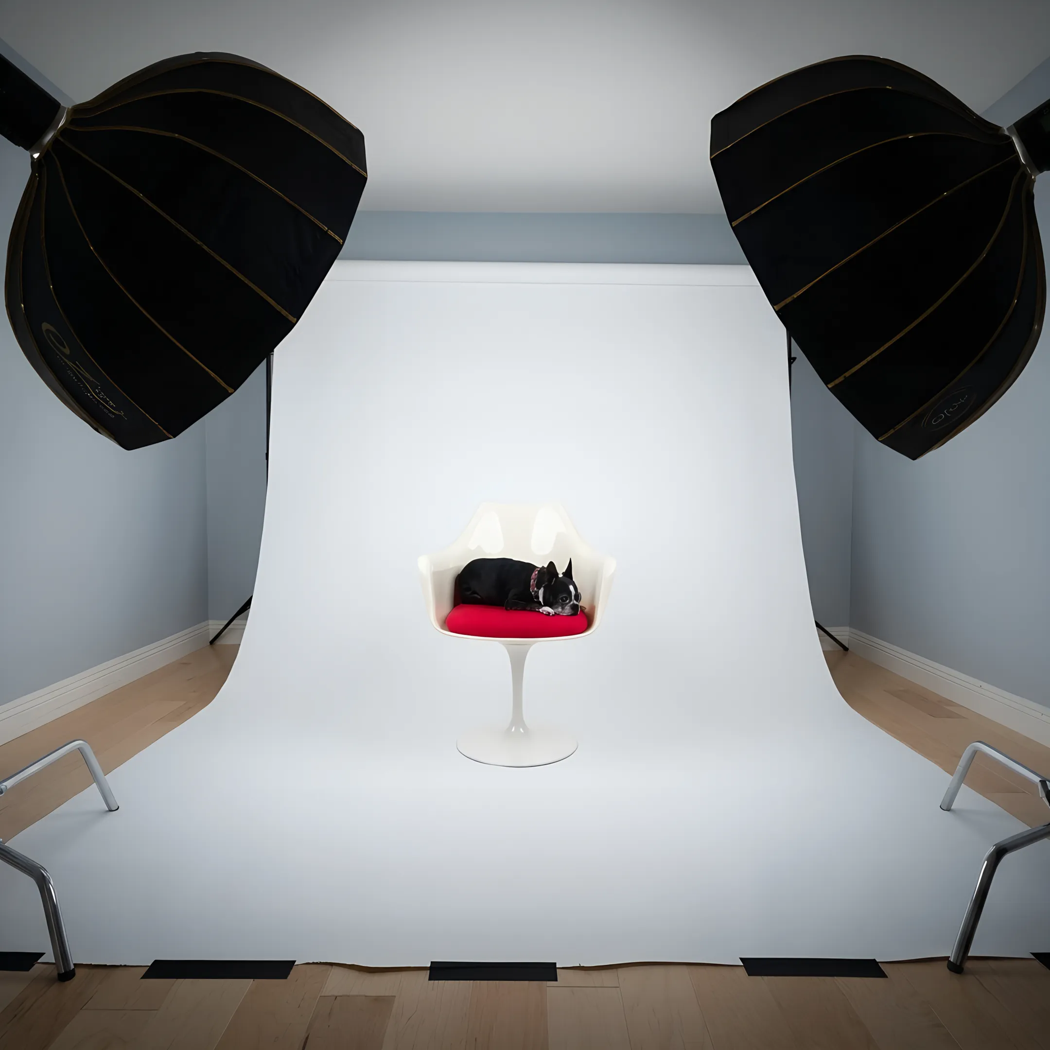 Photographer directing a styled product shoot in a professional studio