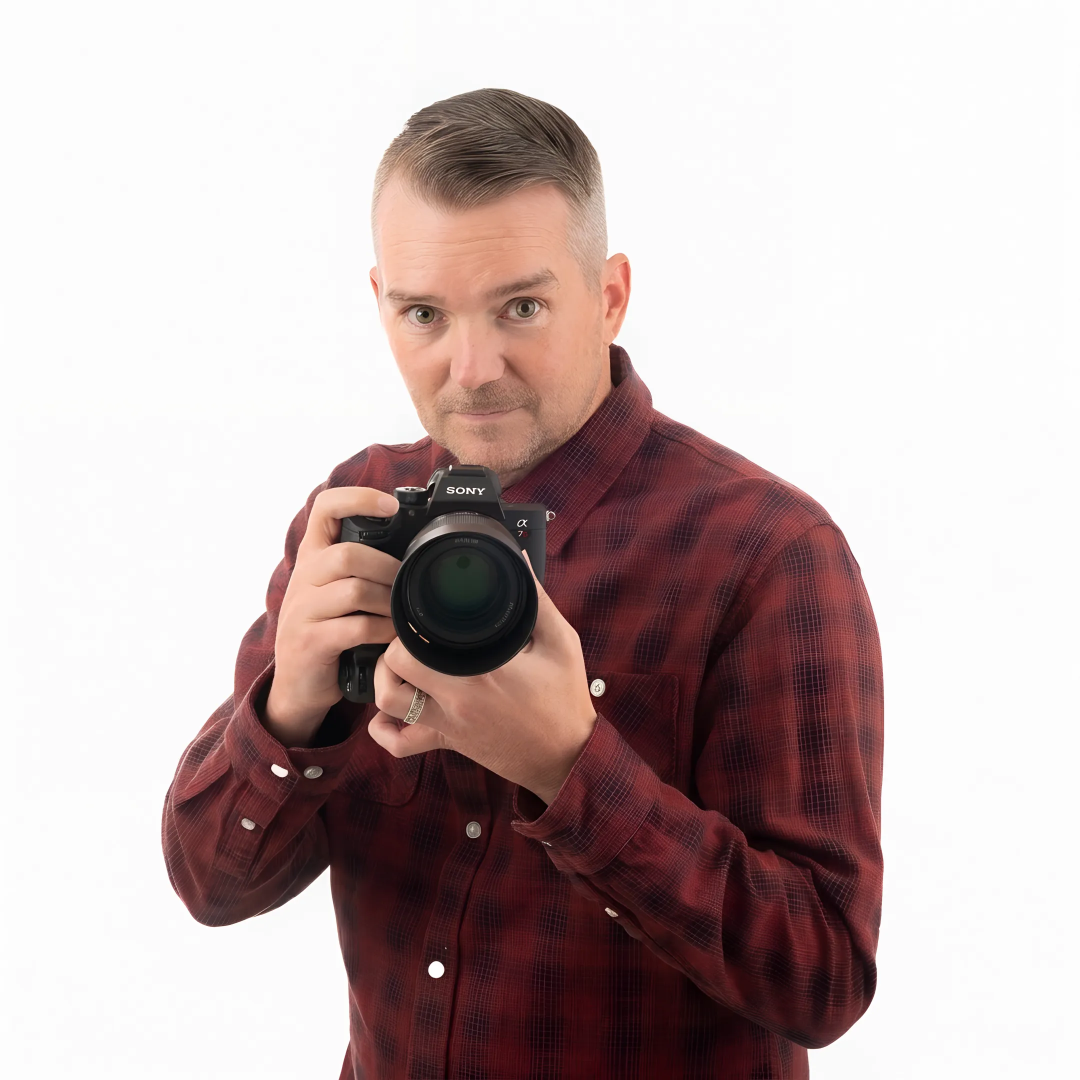 Commercial on-location photography shoot with camera and lighting equipment