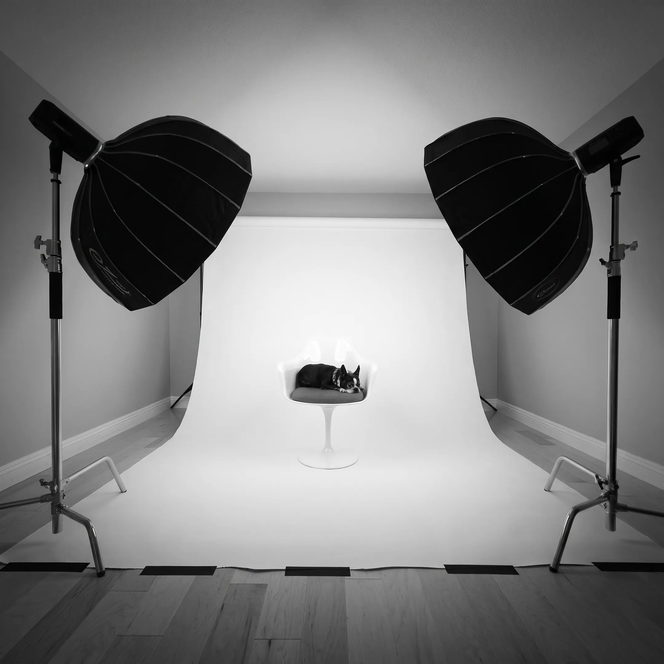 Professional product photography setup with studio lighting and camera equipment