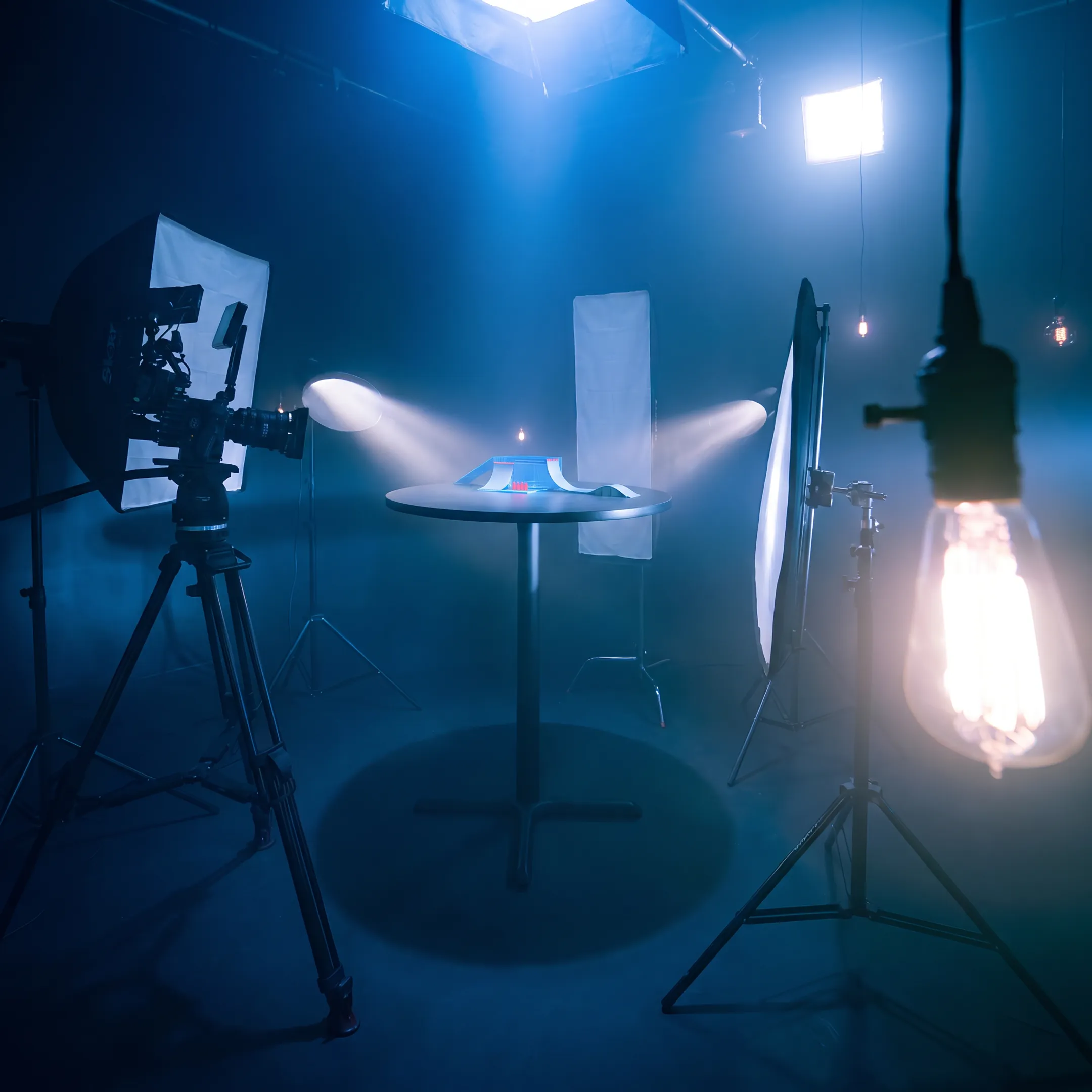 Professional commercial photography camera setup in a studio environment