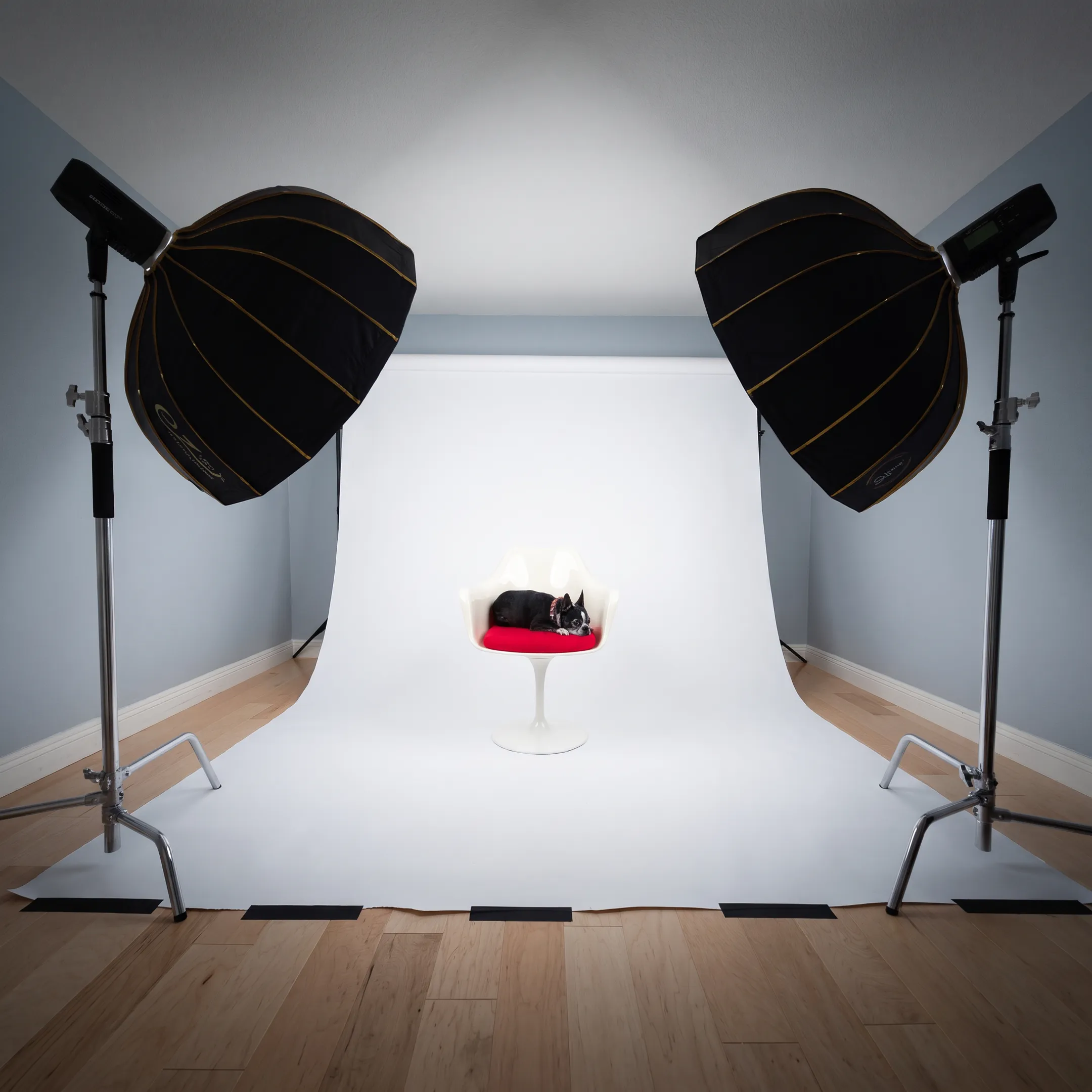 Professional commercial product photography setup in modern studio