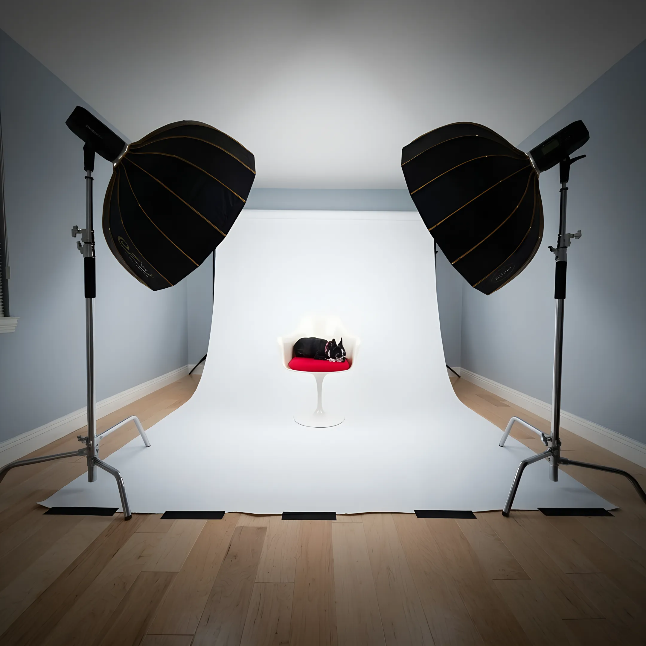 Commercial photography studio lighting and camera setup for high-end product photoshoot