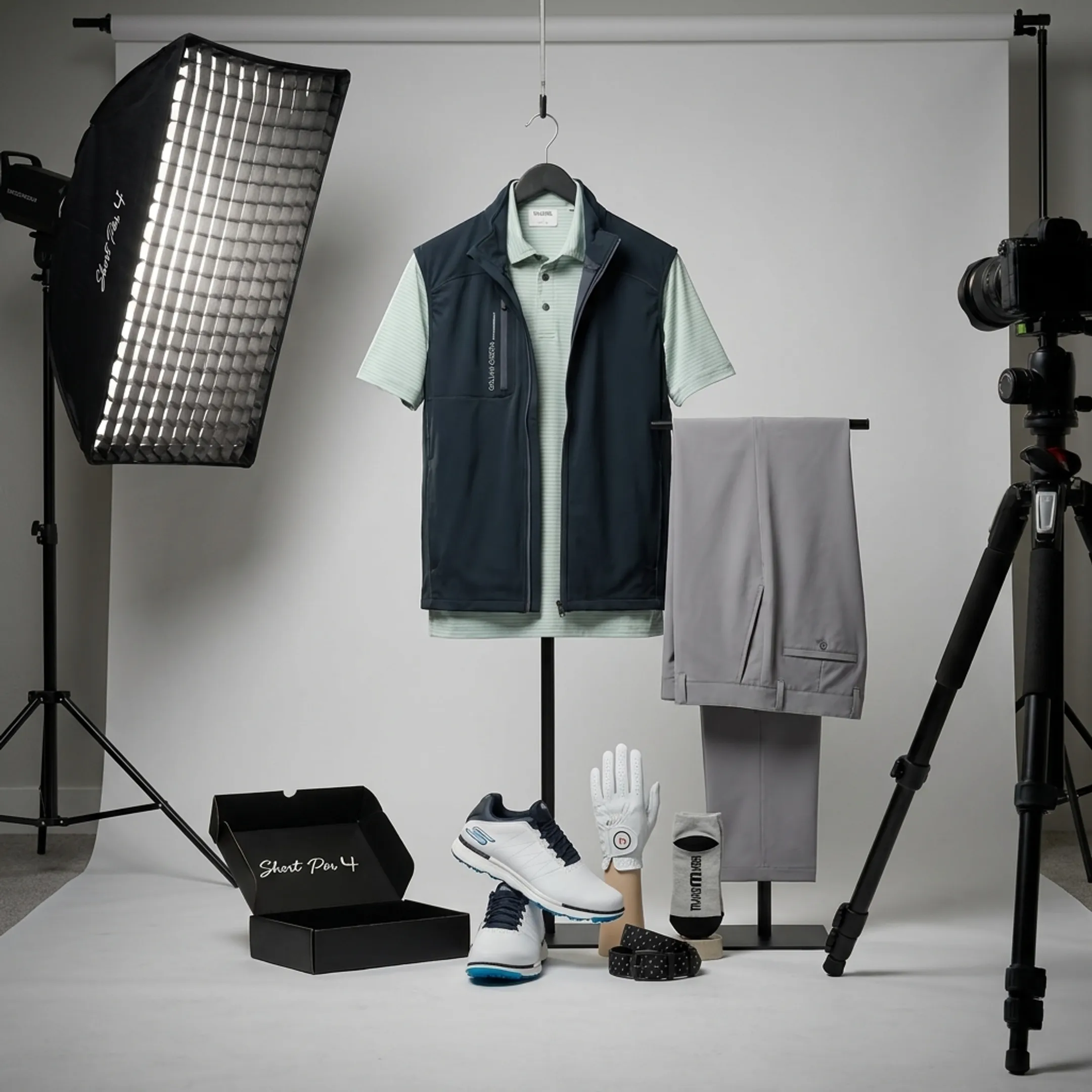 Clothing product photography setup in a studio environment