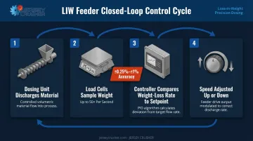 Loss-in-weight feeder continuous weighing control loop process flow diagram