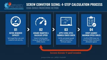 Four-step screw conveyor capacity calculation process flow diagram