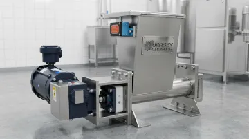 Jersey Crusher screw feeder with stainless steel enclosed casing for powder processing