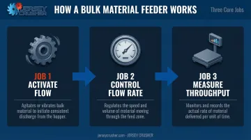 Three core jobs of a bulk material feeder process flow diagram