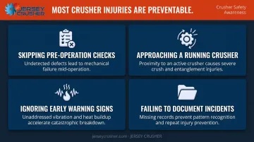 Four common industrial crusher safety mistakes to avoid comparison infographic