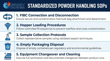 5-step dry powder handling standard operating procedure SOP checklist for regulated facilities