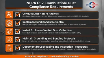 5-step combustible dust NFPA 652 compliance requirements checklist infographic