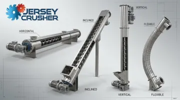 Jersey Crusher screw conveyor configurations horizontal inclined vertical and flexible