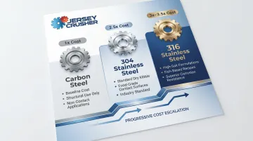 Carbon steel versus 304 and 316 stainless steel cost premium comparison for pet food equipment