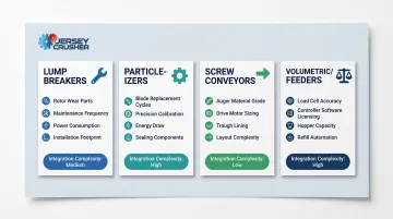 Four pet food bulk solids equipment types cost drivers and integration complexity comparison