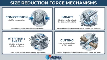Four industrial crusher force mechanisms compression impact attrition and cutting explained