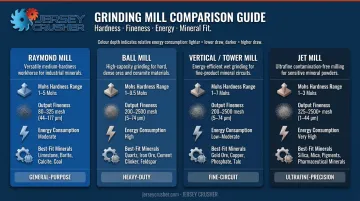Mineral grinding mill types comparison by hardness fineness and energy consumption