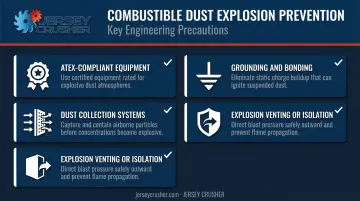 Combustible dust explosion prevention key precautions checklist infographic for powder facilities
