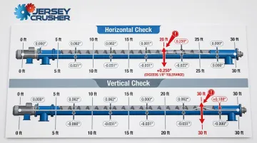 Screw conveyor string line measurement process at 5-foot intervals diagram