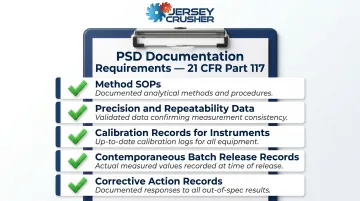 FDA required particle size compliance documentation checklist under 21 CFR Part 117