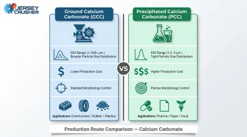 GCC versus PCC calcium carbonate production methods comparison infographic
