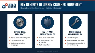 Three key benefit areas of correctly matched powder transfer equipment infographic