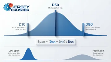 D10 D50 D90 percentile values and span formula particle size distribution diagram