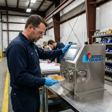 Engineer evaluating spice processing equipment design