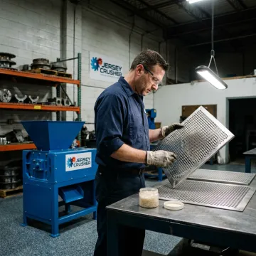 Engineer inspecting custom crushing equipment