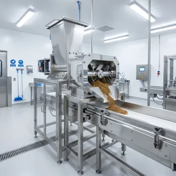 Sanitary powder handling equipment for pet food production