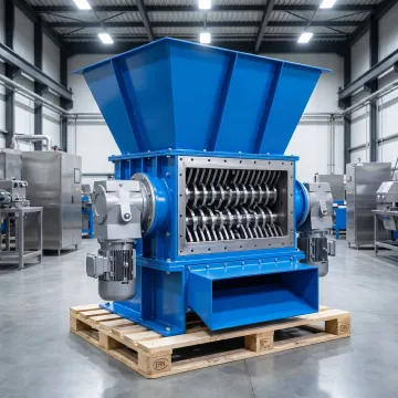 Industrial particle size reduction equipment in operation
