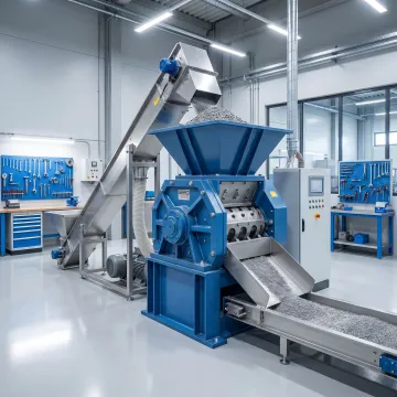 Custom industrial crushing equipment in a manufacturing facility
