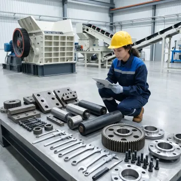 Technician inspecting industrial replacement parts