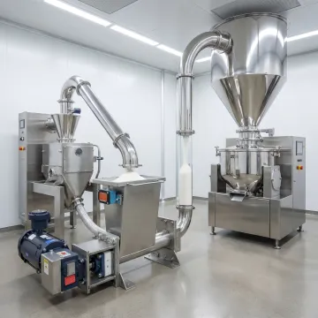 Powder processing equipment in operation