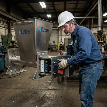 Engineer reviewing custom processing equipment